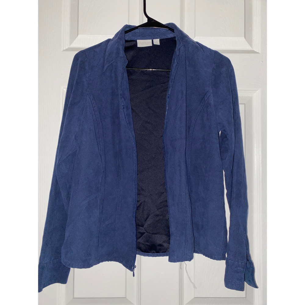 Sonoma Life&Style blue womens size small velvet jacket zip up